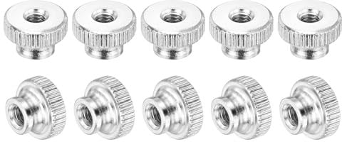 sourcing map Knurled Thumb Nuts, 30Pcs M4 x 12 x 8mm Carbon Steel Knurled Nut, Adjusting Round Knobs Fasteners Nuts for 3D Printer Parts, Silver