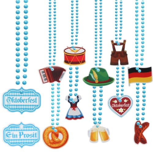 TGFIX 24Pcs Bayrische Perlen Halskette Bayern Trachtenkette Bavaria Accessoires Kette Bierfest Trachtenschmuck Bierfest Kostüm Accessoires für Wiesn München Bierzelt Party Zubehör