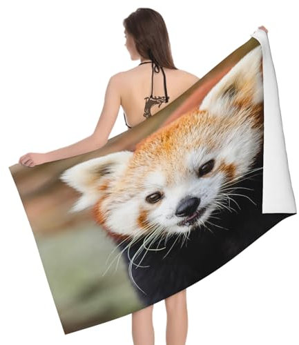 Mikrofaser Strandtuch Tierischer Roter Panda Groß 100x200 cm, 3D Teenager Erwachsene Kinder Badetuch für Erwachsene Weiches Leicht Handtuch Schnelltrocknend Sandfreies Strandhandtuch