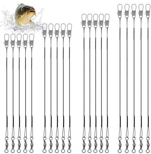 60PCS Fishing Leaders, Fishing Leaders with Swivel Snaps, Stainless Steel Leaders, Saltwater Rig Wire Leaders for Lures Bait Rig Or Hooks Fishing Gift