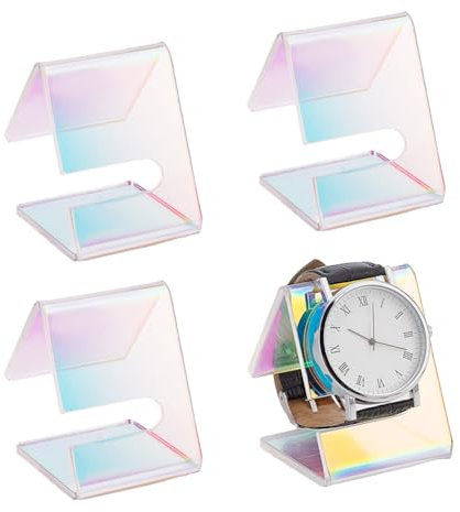 PH PandaHall 4pcs Acrylic Watch Display Stands Clear Watch Display Holder, Single Watch Display Holder for Father's Day Bracelet Watch Display Home Decor Retail Use 2.7x1.7x2 inch