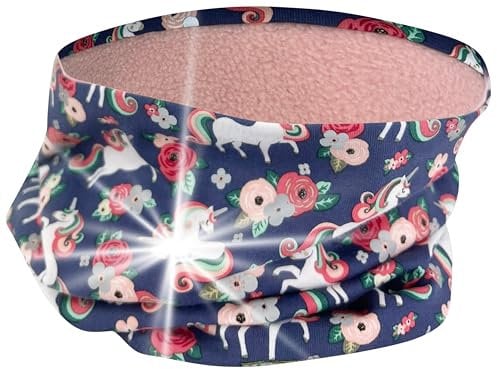 HECKBO 360° Reflektor Kinder Loop Schal - Vlies Stoff innen für Winter - Einhorn