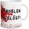 TRIOSK Tasse Blut mit Spruch Problem Gelöst Horror Sprüche Halloween Geschenk gruselig lustig für Arbeit Büro Kollegen Männer Frauen Weiß, Keramik 300ml