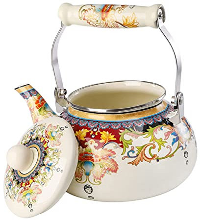 Amosfun 2 Piezas Pava Tetera Vintage Tetera Silbante Tetera De Porcelana Hervidor Electromagnético Tetera De Gasolina Tetera De Inducción Tetera Antigua Olla De Agua Tetera Retro Esmalte