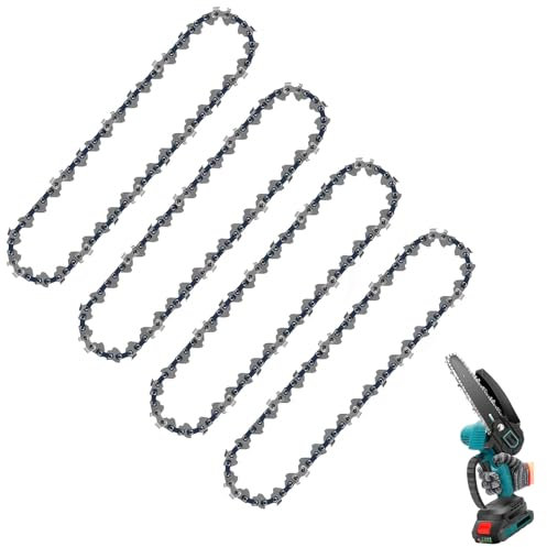 4PCS 6 Inch Chainsaw Chains, Mini Chainsaw Chain Replacement for Cordless Handheld Chainsaws, Low-Kickback Small Chainsaw Blade for Tree Trimming and Wood Cutting (37 Drive Links)
