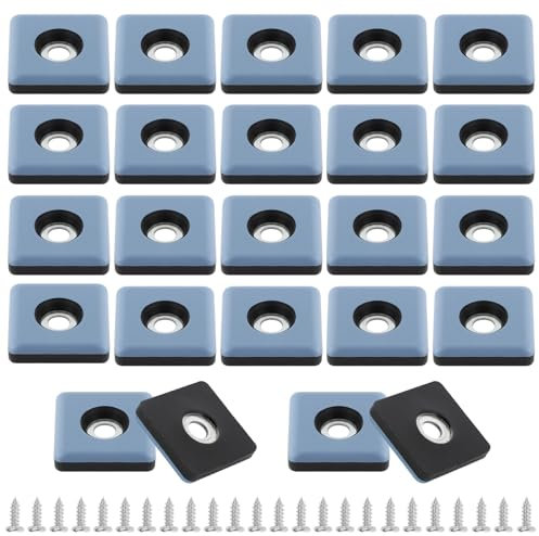Teflongleiter zum Schrauben, 16 Stück Teflon Möbelgleiter zum Schrauben Bodengleiter Ø 25mm Möbelgleiter mit 16 Stück Edelstahlschrauben Teppichgleiter Gleiter für Fliesen Möbel Stühle Böden 1