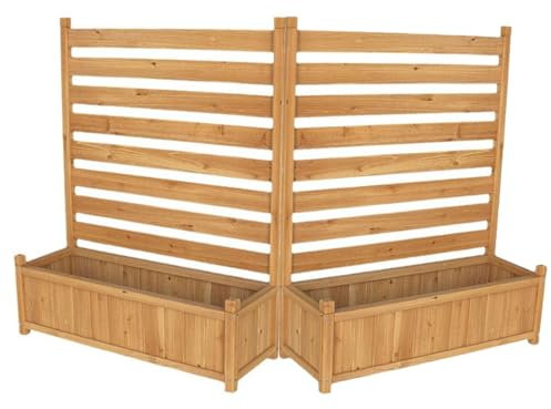 Panel de madera para exteriores con macetero de 36 pulgadas de ancho x 45 pulgadas de alto, valla de madera independiente para aire acondicionado, compostador, papelera, equipo de piscina, kit de