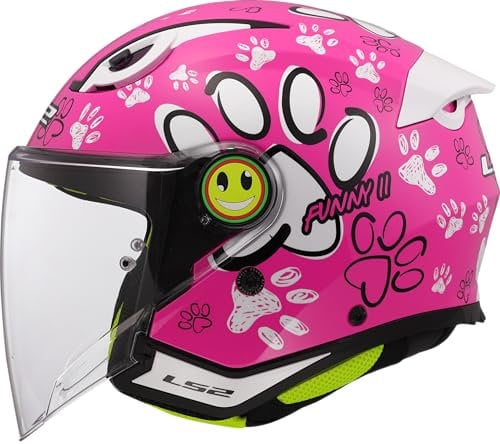 LS2, Jet-Motorradhelm für Kinder FUNNY II PAWS Gloss Pink, L