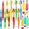 15 Pcs Jumbo Inflatable Crayons Set Neon Blow Up Crayons Paint Brush Pencils Hanging Prop Decoration for Classroom Garden Room Birthday Party Favor, 5 Colors