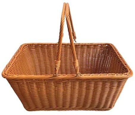 RT&BS Grand Panier de Pique-Nique en Osier avec Poignée, Panier à provisions en Osier, Paniers de Récolte, Parfait pour Shopping, Pique-Nique, Récolte, Stockage (G, Rectangle)
