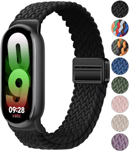 OUTPUTBT Geflecht Magnetisch Armbänder für Xiaomi Smart Band 10/9/8 Armband Nylon Baumwolle Sport für Mi Band 10/9/8 für Damen Herren
