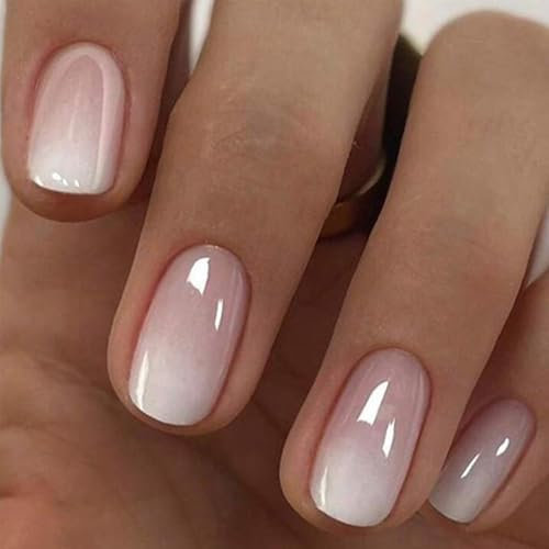 Ongles Pressés Carrés Courts Français Chromés - 24 Pièces Réutilisables avec Design Brillant - Kit Faux Ongles Acryliques sans Dégâts pour Manucure Maison