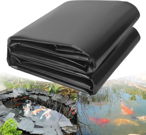 Storystore Teichfolie, 4 m x 6 m, vorgeformte Teichfolie, HDPE, schwarz, robuste Unterlage, Gartenmembran, Teichverkleidung für Fischteich, Landschaftsbau, Gartenpool, Wasserspiele, Bachläufe