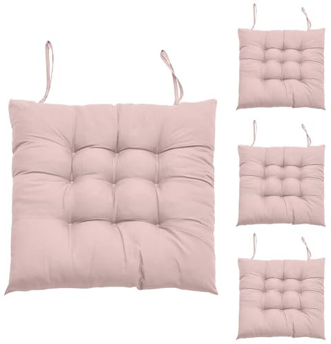 4 Pezzi Cuscini da Esterno Grigio rosa, Cuscini per Sedie 40 x 40 Cm, Cuscino Sedia Esterno con Cinghie di Ritenzion, Interni ed Esterni per Sedia da Ufficio, Sedia da Balcone,Sedie da Ufficio