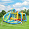 Merax XXL Kinder Hüpfburg, 5 in 1 Aufblasbare Hüpfburg für Kinder, Outdoor Castle Bouncer mit Rutsche Sprungbereich Wasserpool Fußballnetz, für 3-10 Jahre