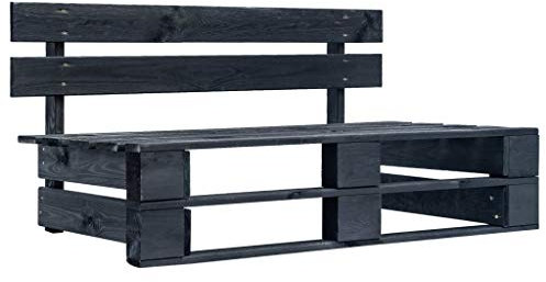 Myheimly Holz Gartenbank für den Innen- und Außenbereich Holzbank Sitzbank Hausbank Terrassenbank Palettenbank Bank Palettenmöbel Garten,Schwarz