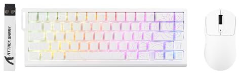 ATTACK SHARK X68 HE Tastiera Magnetica Cablata con X3 Mouse Gaming Wireless, Tastiera Rapid Trigger 8000Hz, Precisione RT di 0,01 mm, Mouse SUPERLIGHT, Sensore PAW3395, 26000 DPI –Contorni Bianchi