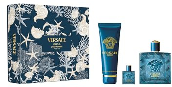 Versace Eros by Versace for Men – 3-teiliges Geschenkset, 100 ml, Parfum-Spray, 4,8 g Parfum-Spray (Mini), 142 ml Duschgel