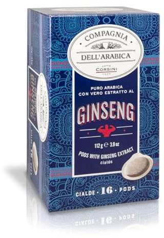 Caffè Corsini - Café Espresso Ginseng en Dosettes ESE 44mm, Mélange Torréfié au Ginseng, Doux et Énergisant, 96 Dosettes