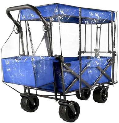 Regenschutz Für Bollerwagen | wasserdichte Karrenabdeckung | Transparentes Regenverdeck Für Multifunktionswagen | Eva-Material Mit Reißverschluss & Hornverschluss – Passend Für Viele Modelle