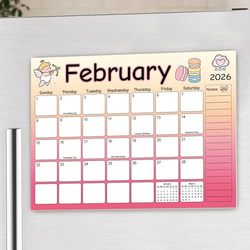 2026 Magnetic Calendar for Fridge, Colorful 11.7x8.3 Fridge Calendars Magnet from Dec 2025 to Dec 2026, 13-Month Refrigerator Cute Calendar, Tear-off Pad, Magnets Backing, Perfect for Planning - 12