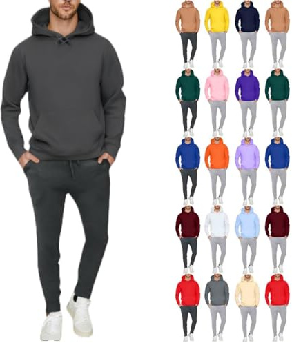 Jogginganzug Herren Set Sportbekleidung Trainingsanzug Hoodie und Jogginghose Zweiteiler Y2K Langarm Sportanzug mit Taschen Bequem Jogger Set Baggy Baumwolle Jogginghose Fitnessanzug Freizeitanzug