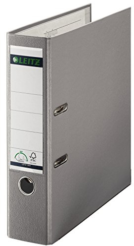 Leitz Qualitäts-Ordner 180° Plastik, 10er Pack, das Original, DIN A4 Aktenordner 8 cm breit, 90% Recycling-Karton, 30% Pre-Consumer Recycling-Kunststoff, Mit 180° Mechanik, 600 Blatt, Grau, 10101085