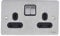 Schneider Electric Ultimate Flat Plate - Switched Double Power Socket, Double Pole, 13A, GU3220BSS, Stainless Steel with Black Insert, 2 Gangs
