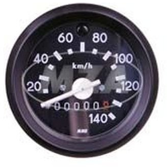 Tachometer mit Beleuchtung und Blinkkontrollleuchte grün, schwarzen Ring - ø60mm - Anzeigebereich bis 140km/h - z.B. für S51, S53, S70