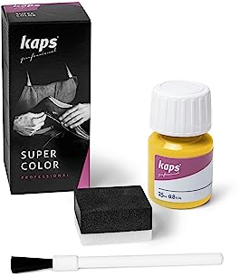 Kaps Dye Paint For Leather Shoes And Bags With Sponge And Brush, 107 - Yellow, 25ml - 0.85 fl. Oz.