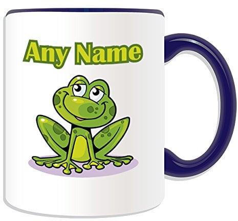 Personalised Gift - Smiling Frog/Toad Mug (Animal Design Theme, Colour Options) - Any Name/Message on Your Unique Mug