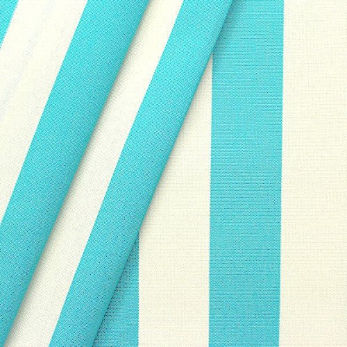 STOFFKONTOR Outdoor Stoff Markisenstoff mit Streifen - Türkis-Blau Weiss - Outdoorstoff Meterware wasserabweisend - Sonnenschutz Stoff blickdicht und farbecht