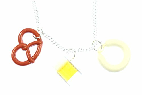 Miniblings 3 Oktoberfest Pretzel Necklace Weißwurst Beer Glass Bayern 45cm