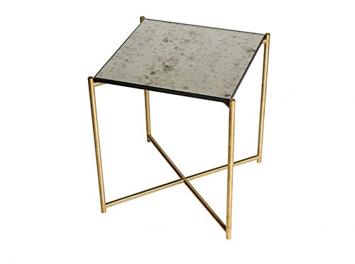 Gillmore Space Cruz de Mesa Cuadrado de Cristal Envejecido con latón Base