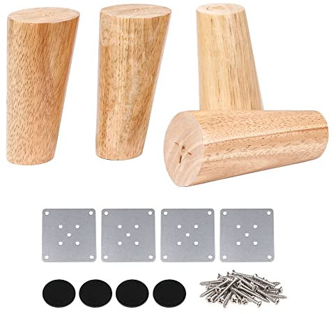 BQLZR 12cm Hauteur Bois Couleur Oblique Tapered Reliable Bois Armoires De Meubles Jambes Canapé Pieds Paquet De 4