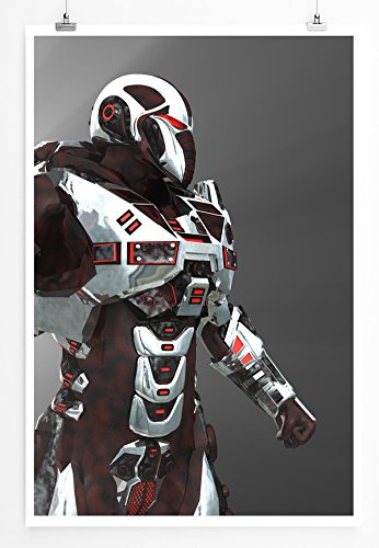 Eau Zone Home Bild - Futuristischer Cyborg Roboter Soldat- Poster Fotodruck in höchster Qualität