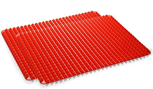 Golddunes 2 X Pyramid mat Fat Reducing Non Stick Silicone Mould Cooking Mat Oven Baking Tray