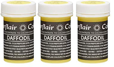 Sugarflair Daffodil Pastel Food Colouring Paste, Highly Concentrated for Use with Sugar Pastes, Buttercream, Royal Icing or Cake Mix, Subtle Colour Dye - 25g (Pack of 3)