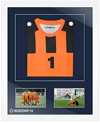Bildershop-24 Bilderrahmen Trikotrahmen stabil RahmBig Weiß 50 X 70 cm Rahmen für Trikots, Sport Shirts + Passepartout Blau