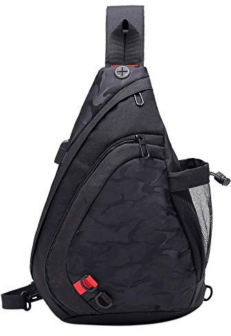 Neuleben Groß Schulterrucksack Sling Rucksack Umhängetasche Diebstahlschutz Daypack Brusttasche Damen Herren für Outdoor Reise Sport Fahrrad (Schwarz)