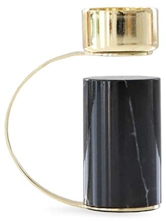 Cooee Design - Heavy Tealight - Teelichthalter, Kerzenständer - Marmor, Messing - Nero Marquina Marmor - Maße (LxBxH): 4,3 x 9 x 11 cm