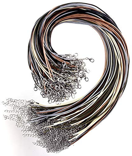 TUPARKA 120 Pcs Waxed Necklace Cord 1.5mm Necklace String with Clasp Bulk Necklace Rope for Necklace Bracelet Jewelry Making Accessories,6 Colors