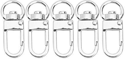 ranrann 5/10 Stück Karabinerverschluss Karabinerhaken Tasche Verschlüsse Hummer Haken Schlüsselanhänger mit Drehgelenk DIY Zubehör Silber 5 Stück