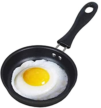 Demoyaya Non Stick Mini Pan for One Egg, 4.7 12cm Egg Frying Pan with Handle Heat Resistant Pot, Portable Camping Cooking Omelet Skillet Pans for Gas Stove Induction Hob