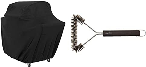 Amazon Basics - Gasgrill-Abdeckung - Mittel, Schwarz & Grillbürste, dreieckig, 30,5 cm