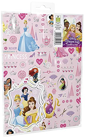 The Design Group Disney Princess Geschenkpapier inkl. 2 Bögen und 2 Anhängern