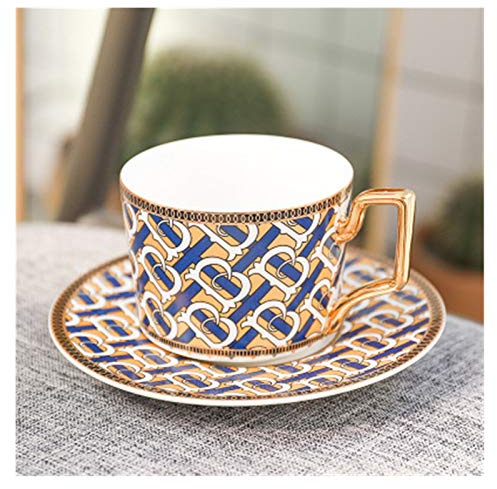 Tasse A Cafe Tasse de café marocaine et soucoupe en céramique cappuccino après-midi tasse de thé 250ml Tasses Mugs Et Soucoupes (Color : B Blue)
