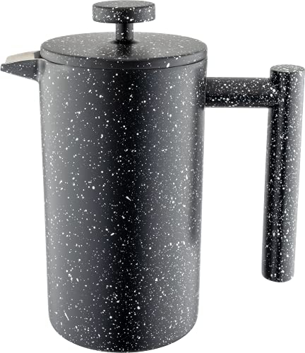 Café Olé CFD Granite Cafetière, 18/10 stainless steel double wall body and mesh filter, Black Granite effect finish, 350ml (3 espresso cups or 1 mug)