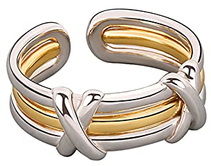 chengxun Ring mit einfachem Kreuz, dreidimensional, stapelbar, glänzende Textur, neutrales Retro-Design, verstellbarer Öffnungsring, Geschenke für Freunde, Metall