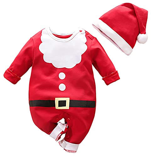 HIFOT Unisexo Disfraz de Elfo Ropa,Disfraz Papa Noel Bebe Niño Recién Nacido Mono Bebe niñas y niños Mi Primera Navidad